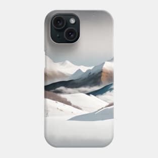 Modern Scandinavian Art Minimalist Winter Sports Snow Mountain Phone Case