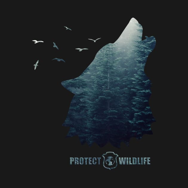 Protect Wildlife - Nature - Wolf Silhouette by JTYDesigns