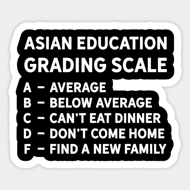 Asian Grading Scale School Student Teacher Humor Quote - Teacher - Sticker  | TeePublic