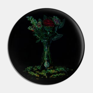 Black Panther Art - Flower Bouquet with Glowing Edges 7 Pin