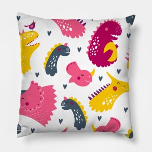 Fun Dinosaur Pattern Pink Back to School Pillow