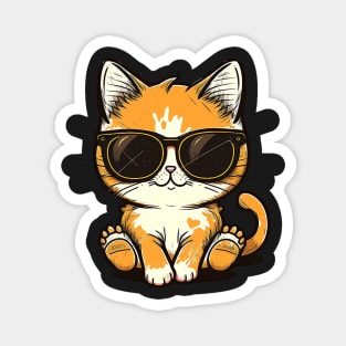 Cute ginger cat wearing sunglasses Magnet