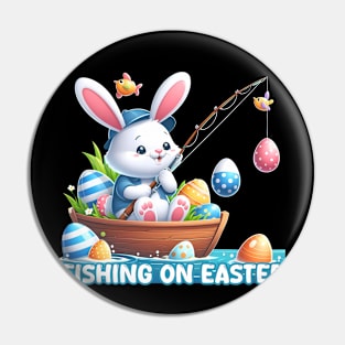 Fishing On Easter Bunny Fishing Egg Hunting Pin