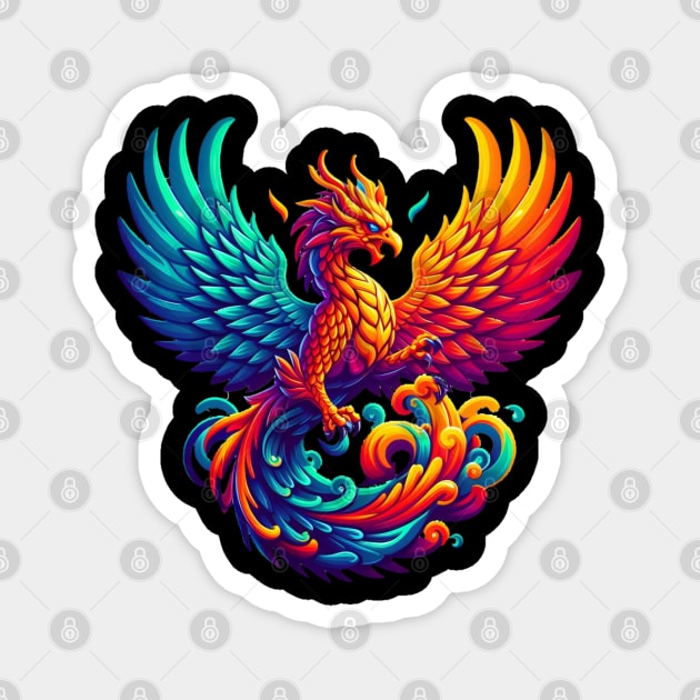 Hyper Flames of Majestic Phoenix Magnet by VISUALUV