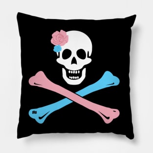 Trans Pride Skull and Crossbones Pillow