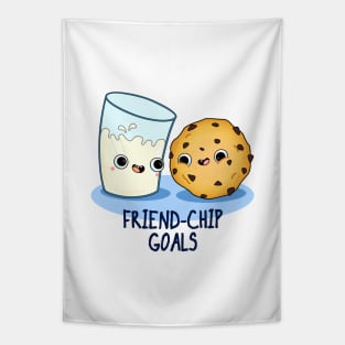 Friend-Chip Goals Cute Milk And Cookies Pun Tapestry