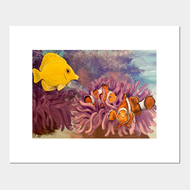 Clown Fish And Yellow Tang Clown Fish Posters And Art Prints