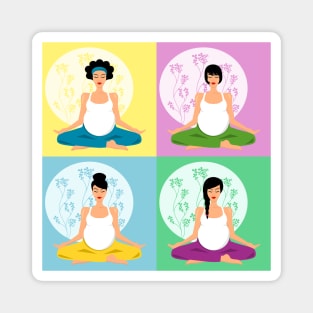 Prenatal yoga practice illustration Magnet