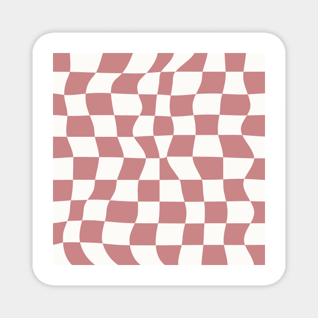 Retro Checkerboard Pattern Dusty Pink Color Magnet by Merch ArtsJet