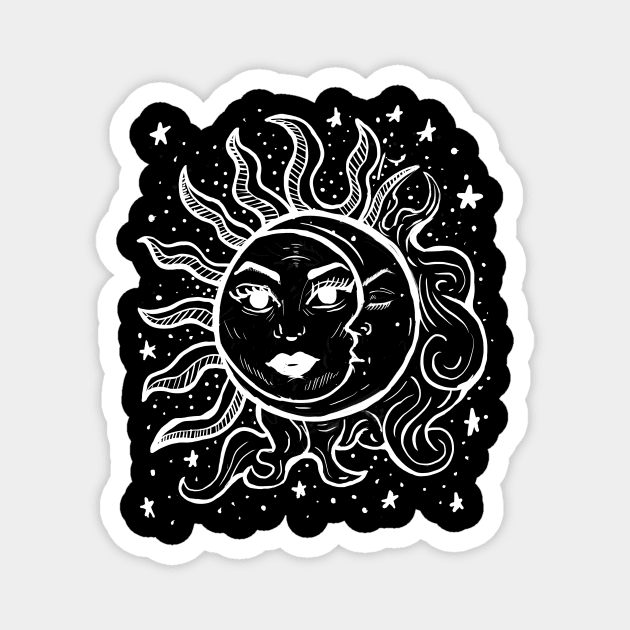 Sun and Moon Grunge Goth Nineties Hand Drawn Magnet by LunaElizabeth