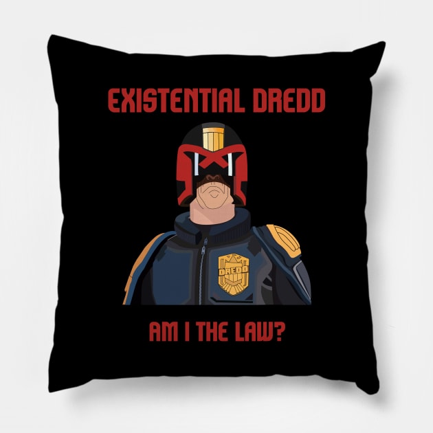 Existential Dredd Pillow by StephenMakesStuff