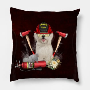 Funny cute firefighter dog Pillow