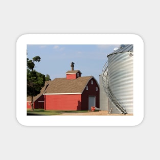 Kansas Red Barn with blue sky on a farm Magnet