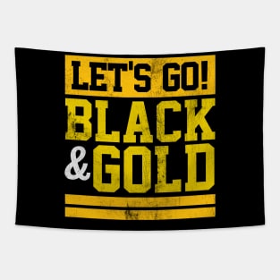 Let's Go Black & Gold Team Favorite Colors Vintage Game Day Tapestry