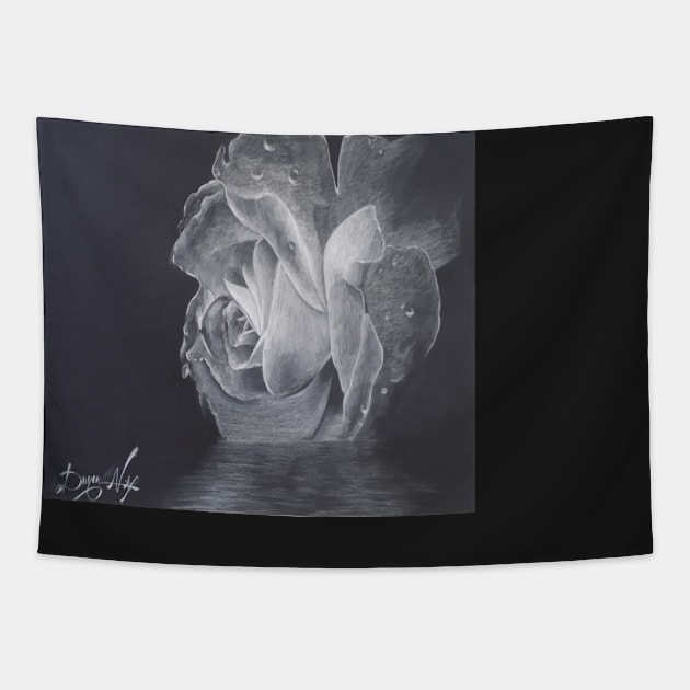 Rose charcoal drawing Tapestry by nghoangquang