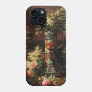 Roses, Peonies and Forget-me-nots in a Japanese Vase by Jean-Baptiste Robie Phone Case