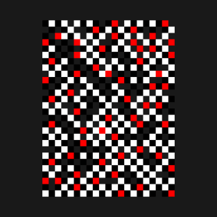 Black White and Red Checkerboard Pattern T-Shirt