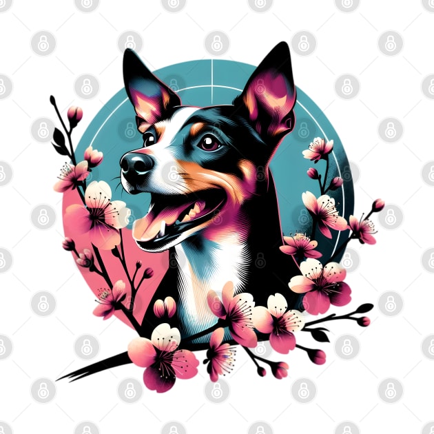 Rat Terrier's Joyful Spring Amid Cherry Blossoms by ArtRUs