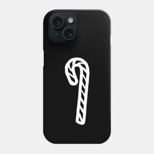 White Line Drawing One Candy Cane at Christmas Phone Case