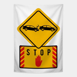 Stop Car Sticker Tapestry