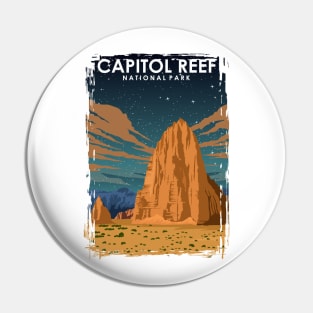 Capitol Reef National Park at Night Vintage Minimal Travel Poster Pin