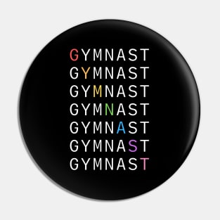 GYMNAST Rainbow Text - White Pin