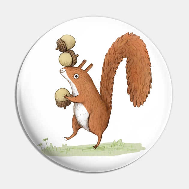 Squirrel With Acorns Pin by Sophie Corrigan