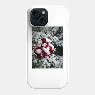 Red rose with snow Phone Case