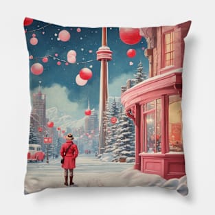 Canada Snowy Toronto Valentine's Day Travel Vintage Retro Pillow