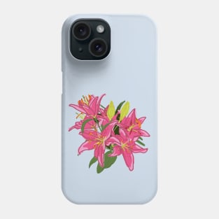 Stargazer Lily Flowers Digital Painting Phone Case