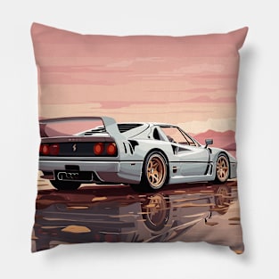 Italian White F40 Classic Car Poster Pillow