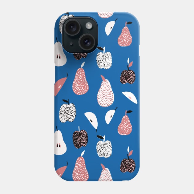 Dotted Apples and Pears (blue) Phone Case by kostolom3000