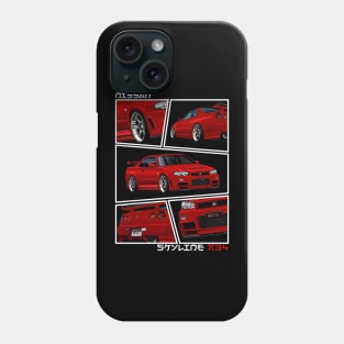 Nissan Skyline GTR r34 Red, JDM Car Phone Case