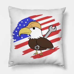 US Flag Labor Day Cute Bald Eagle Pillow