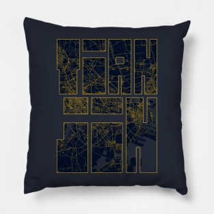 Tianjin, China City Map Typography - Gold Art Deco Pillow