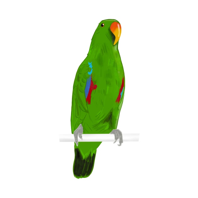 Ekkie Cute Green Eclectus Parrot for parrot lovers by SusanaDesigns