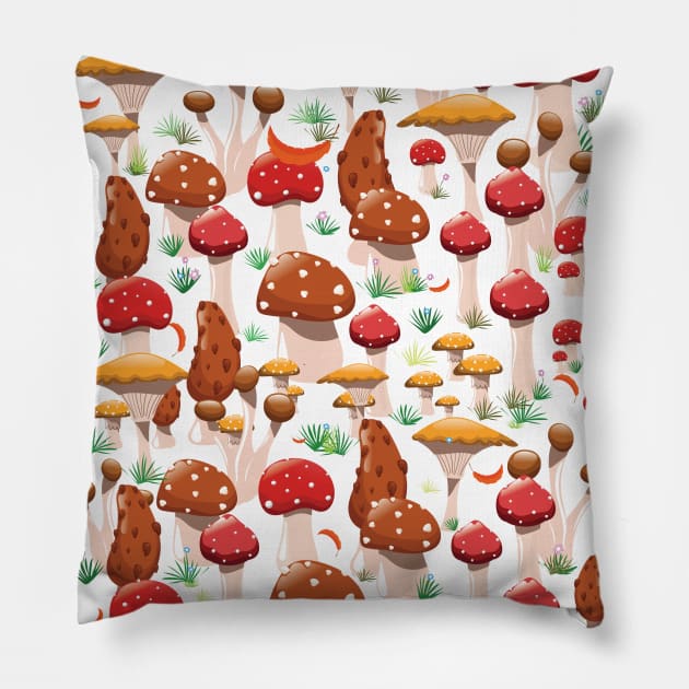 Cute Mushrooms Pillow by nickemporium1