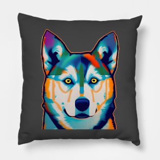 Pop Art Husky Dog Pillow