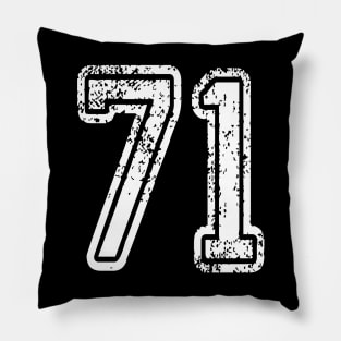 Number 71 Grungy in white Pillow