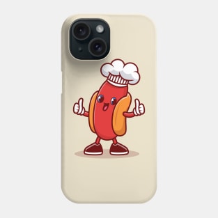 Cute Hotdog Chef Wearing Cap Cartoon Phone Case