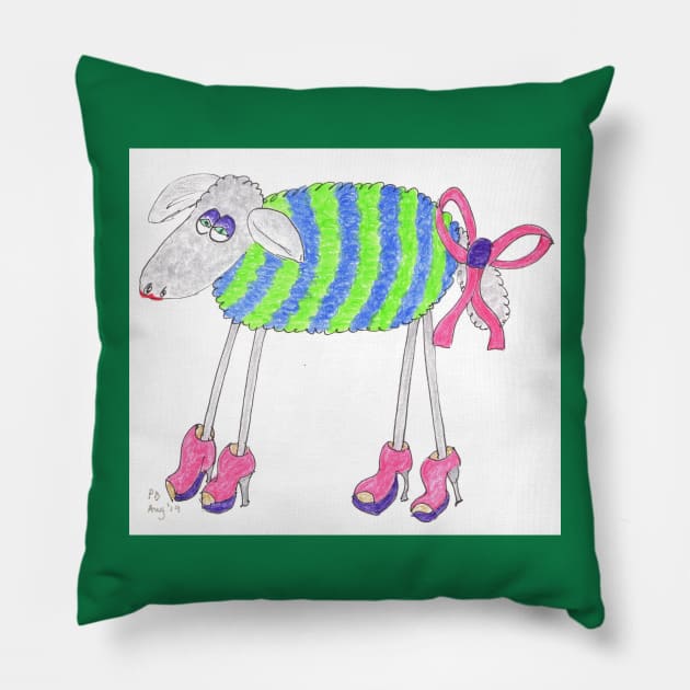 Sheep dressed for action at the barn dance Pillow by MrTiggersShop