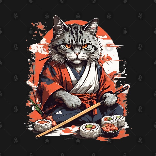 Cool Cat Sushi Art by VisionDesigner