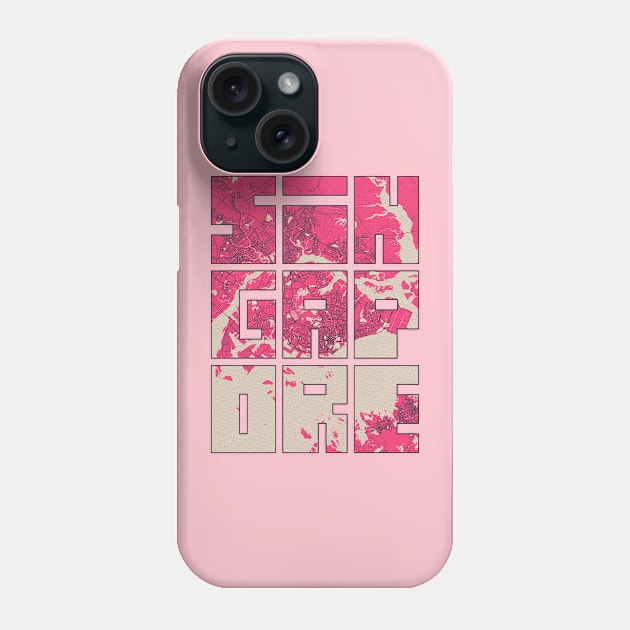 Singapore City Map Typography - Blossom Phone Case by deMAP Studio