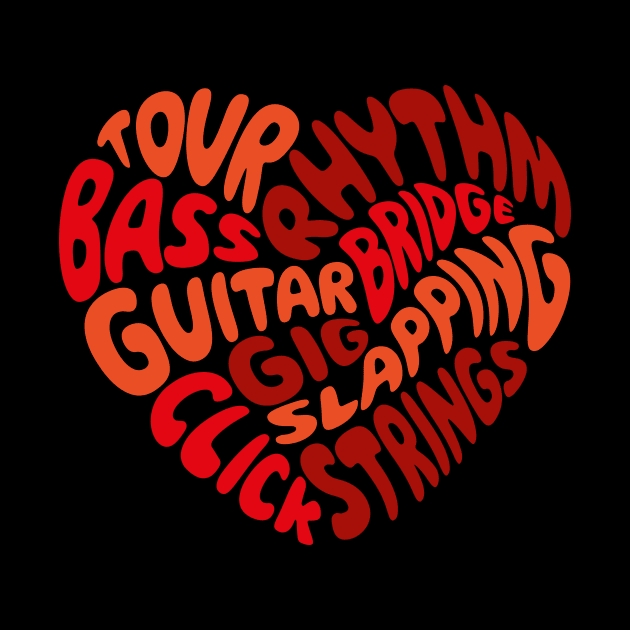 I love playing the bass guitar. Red heart. by I-dsgn