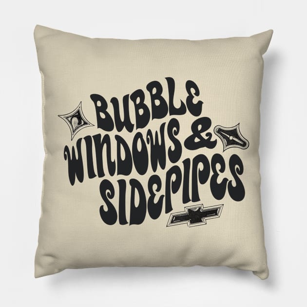 Bubble Windows & Side Pipes! (Black) Pillow by NextGenVanner