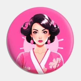 Japanese girl Geisha vintage retro modern pin-up woman in kimono Pin