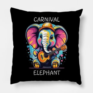 Elephant Serenades elephant playing guitar Pillow