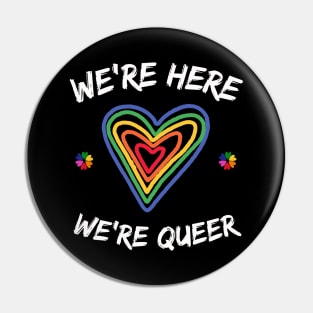 Here and Queer, Pride Heart design Pin