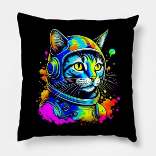 Space cat psychedelic Pillow