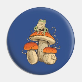 Cottagecore Aesthetic Mushrooms and Frog Pin